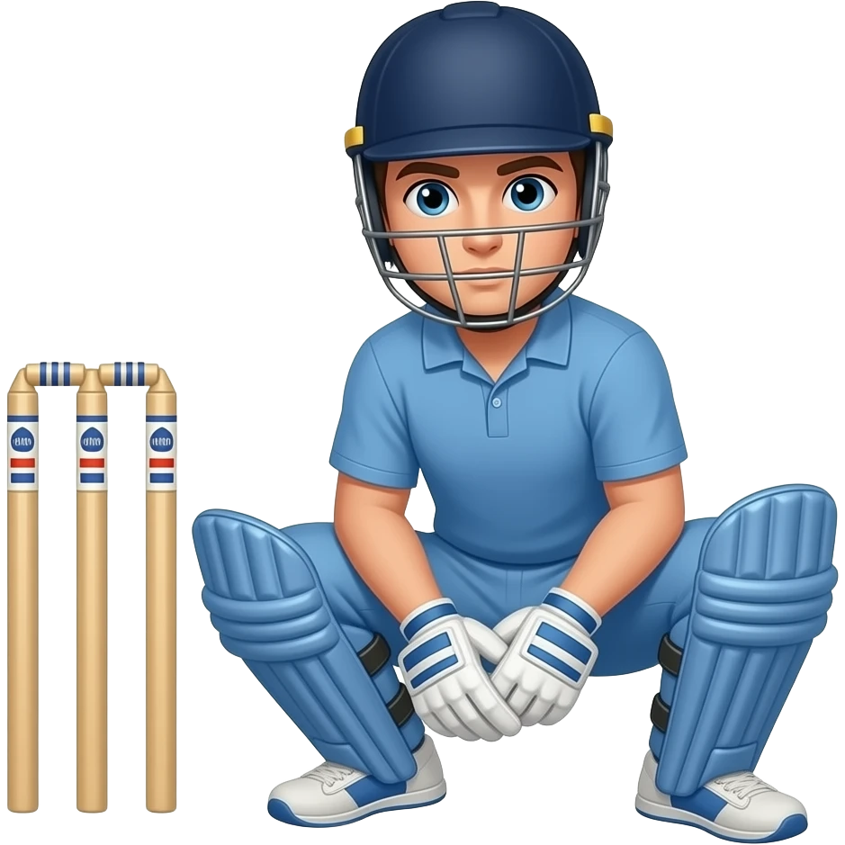 wicket keeper back to wickets and squat pose emoji