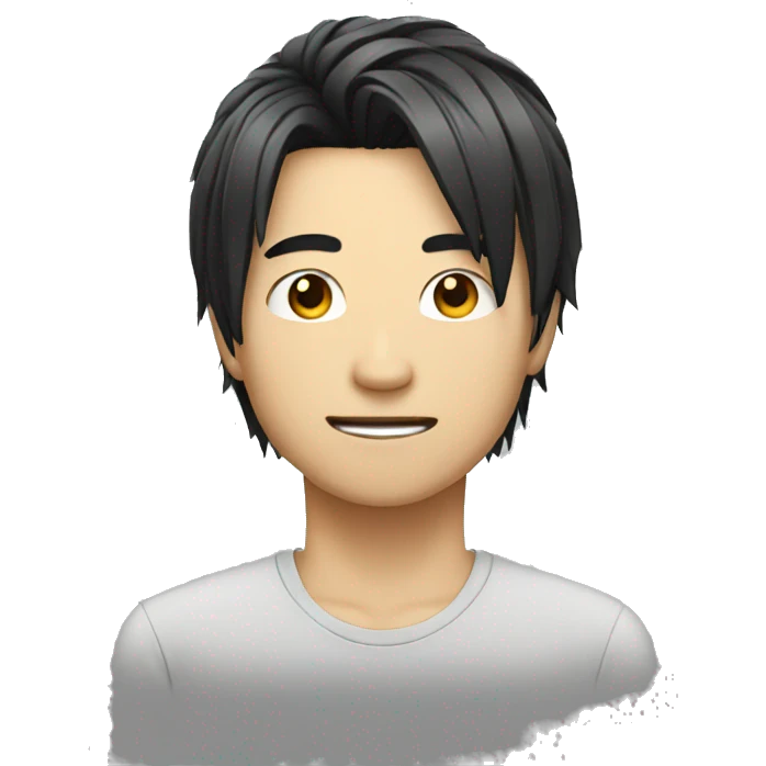 Asian guy with emo hair emoji