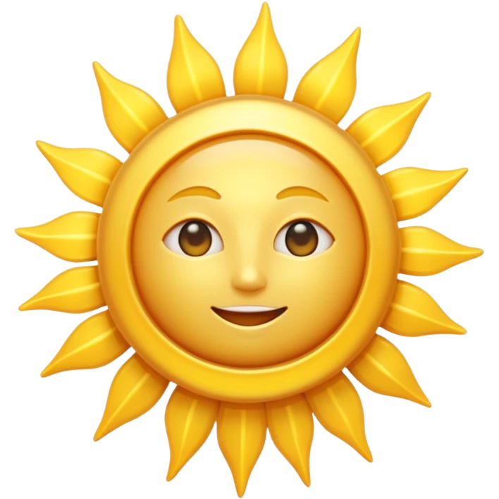 A radiant golden sun, with long, bright rays surrounding it, an intense yellow center, detailed 3D emoji style, neutral background, soft and vibrant lighting.  emoji
