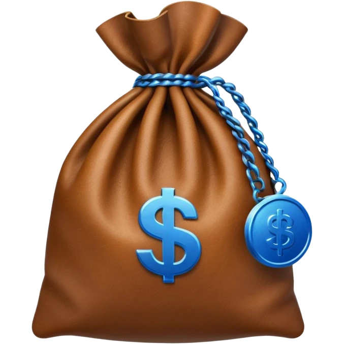 brown money bag with a blue coin  emoji
