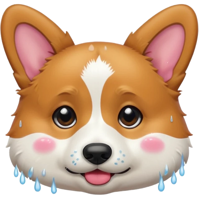 tricolor corgi crying emoji
