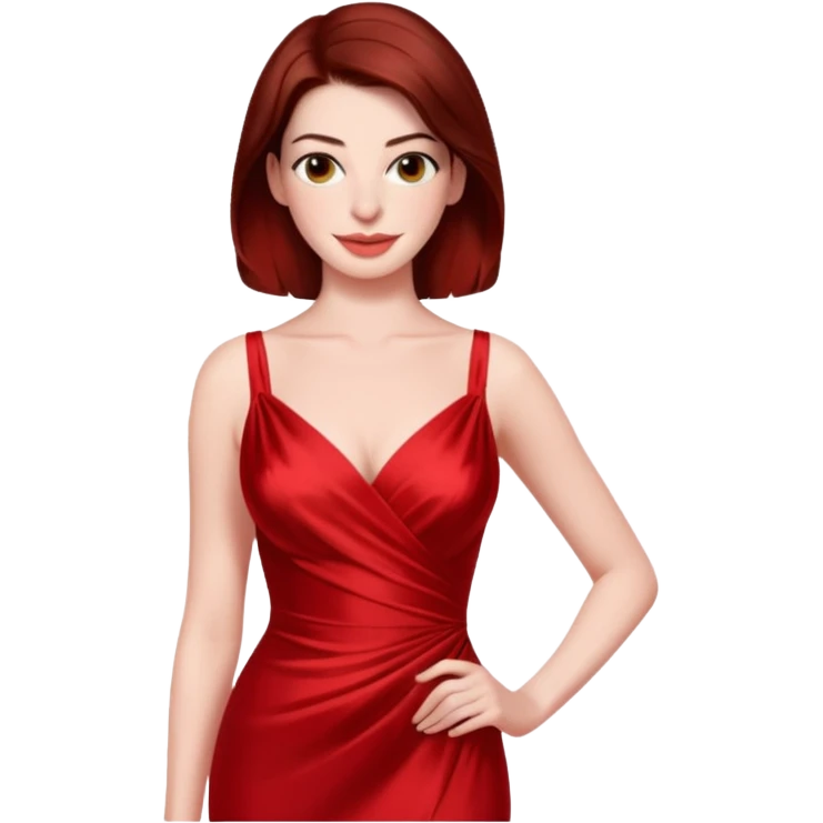 Anne Hathaway in red dress, hot emoji