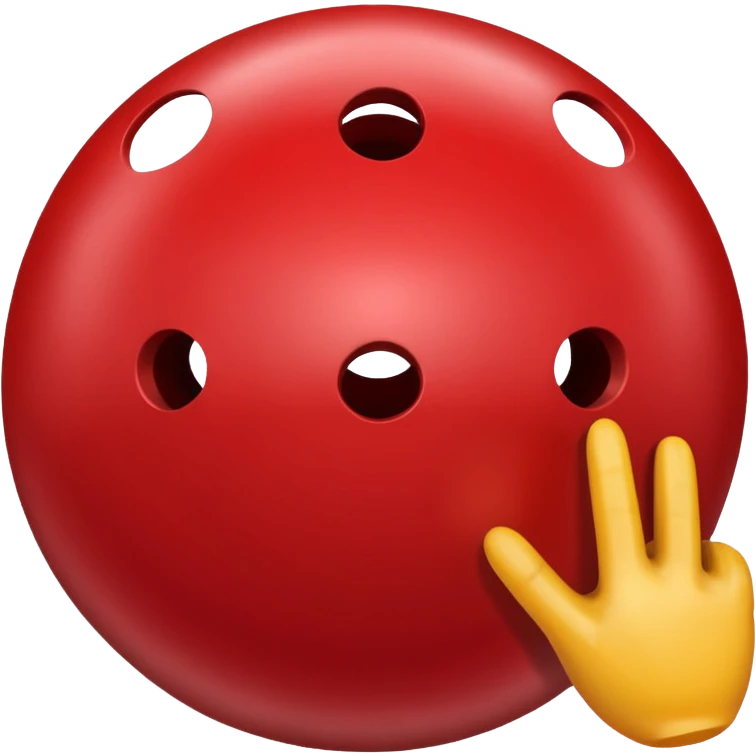 red bowling ball with 3 finger holes in. a triangle emoji