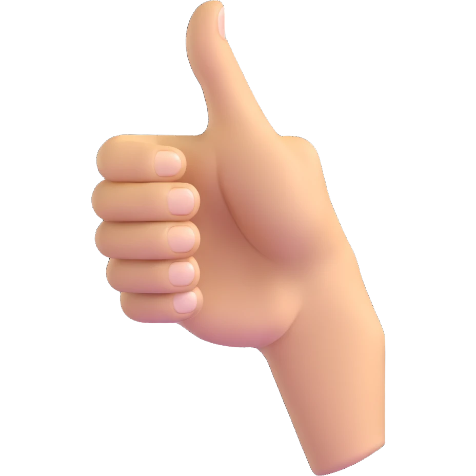 thumbs up hand gesture with light skin tone emoji