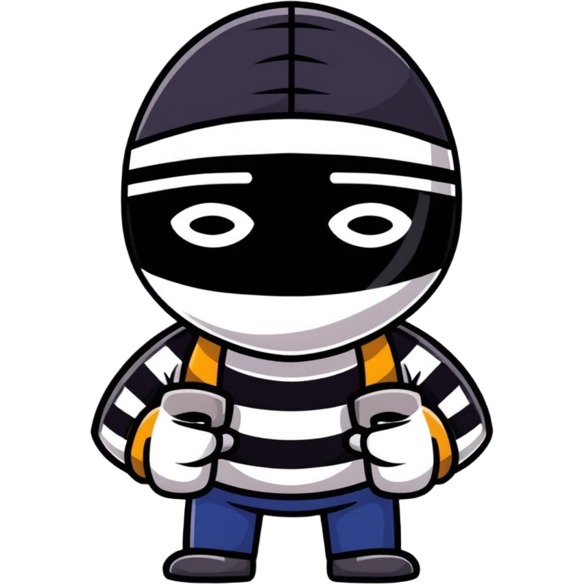 classic robber with mask and striped shirt emoji