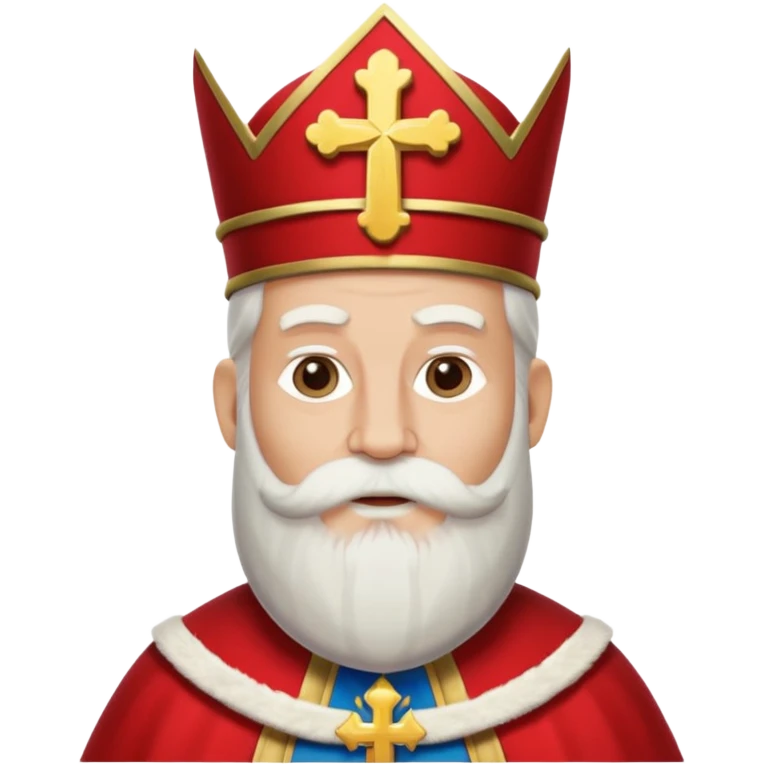 Sinterklaas met een lange witte baard en een meiter met een kruis erop emoji