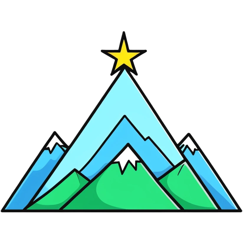 simple eight-pointed star with wide points, with only a basic mountain silhouette on it emoji