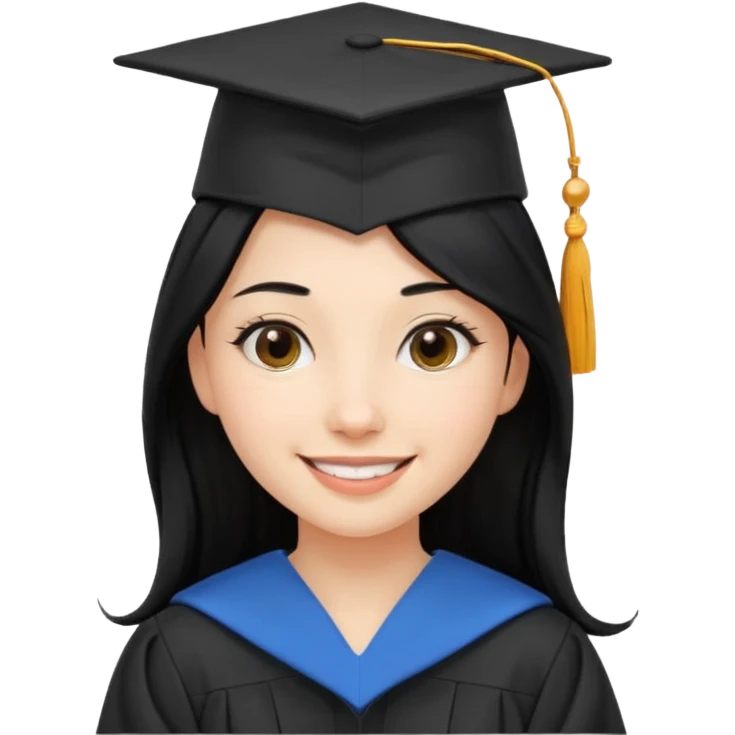 girl with long black hair with medicine degree and the tipical hat of college emoji