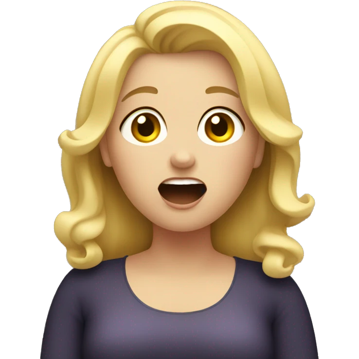 Overweight blonde girl singing emoji