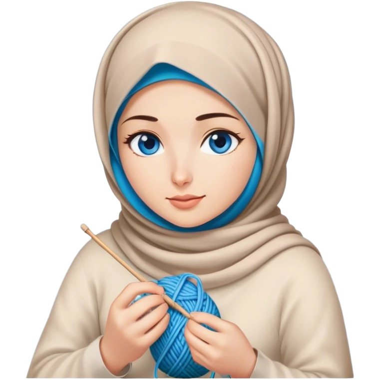 Turkish beautiful finish Konya girl blue eyes with moonshine hijab does knitting  emoji