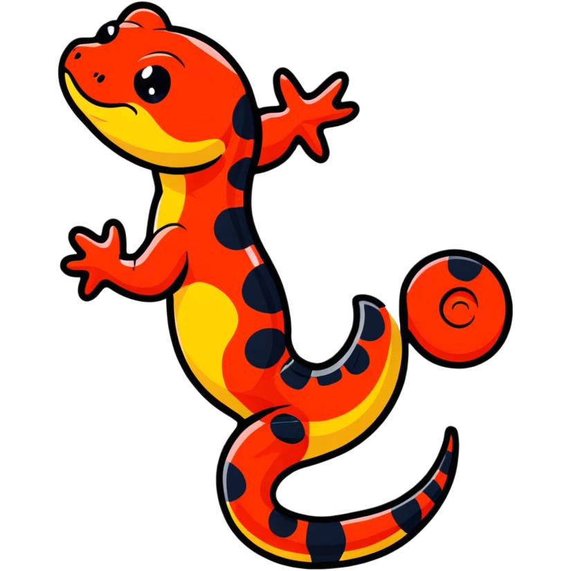 red-spotted salamander with black body and bright red spots emoji