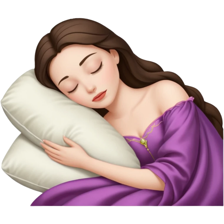 sleeping beauty brunette white girl with a silk pillow emoji