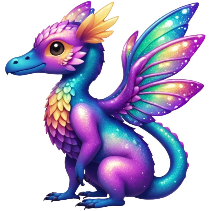 Randomly-colored gradients-colored cute fuzzy realistic glittery Randomly-faerie-drake-colored sparkly exotic Fakémon-creature emoji
