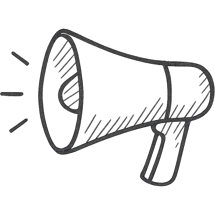 hand drawn outlined megaphone icon emoji