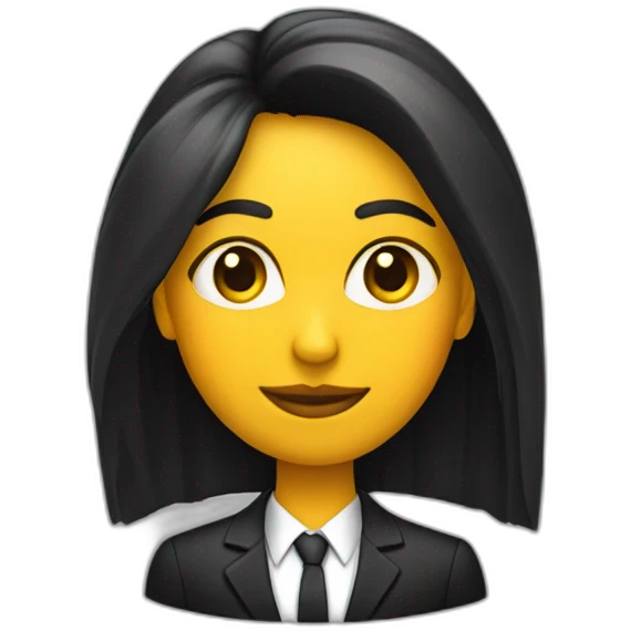 Chica con traje chaqueta negro pelo largo sin corbata emoji