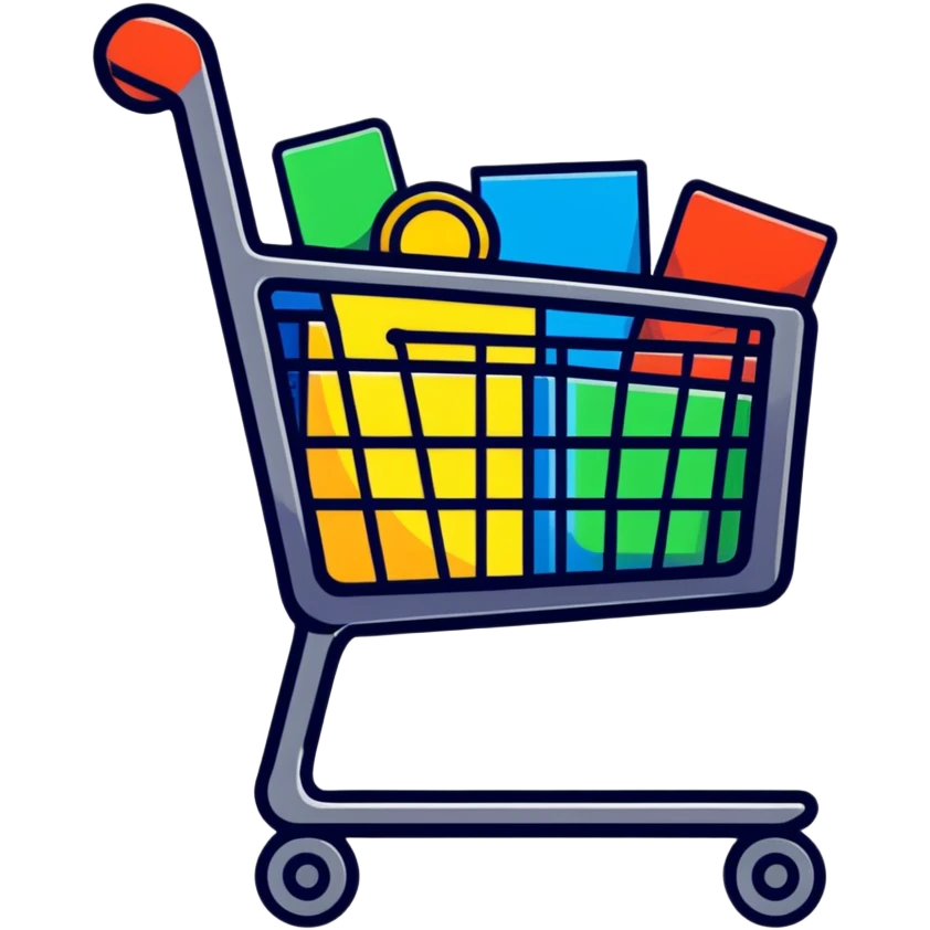 shopping cart with price comparison chart emoji