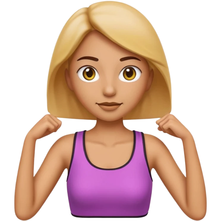 3D emoji woman running. Fix eyes: symmetrical, aligned, natural size, realistic pupils, no distortion. Remove dark pink sash. Add small neutral crossbody bag across torso. Keep same pose emoji