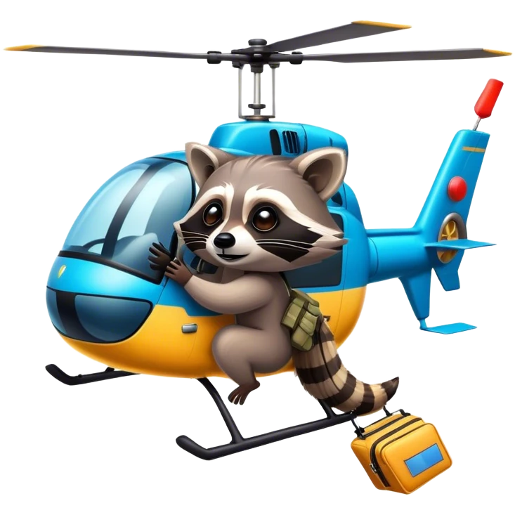Racoon flying helicopter emoji