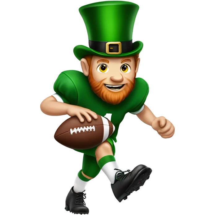 Leprechaun punting a football emoji