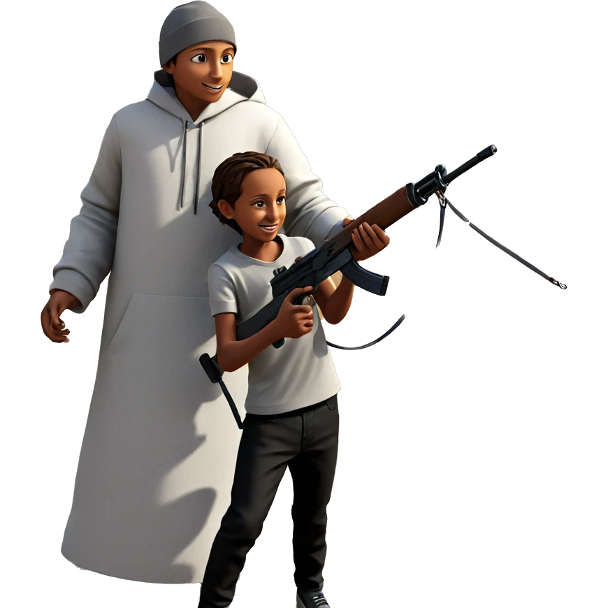 boys with weapons outdoors emoji