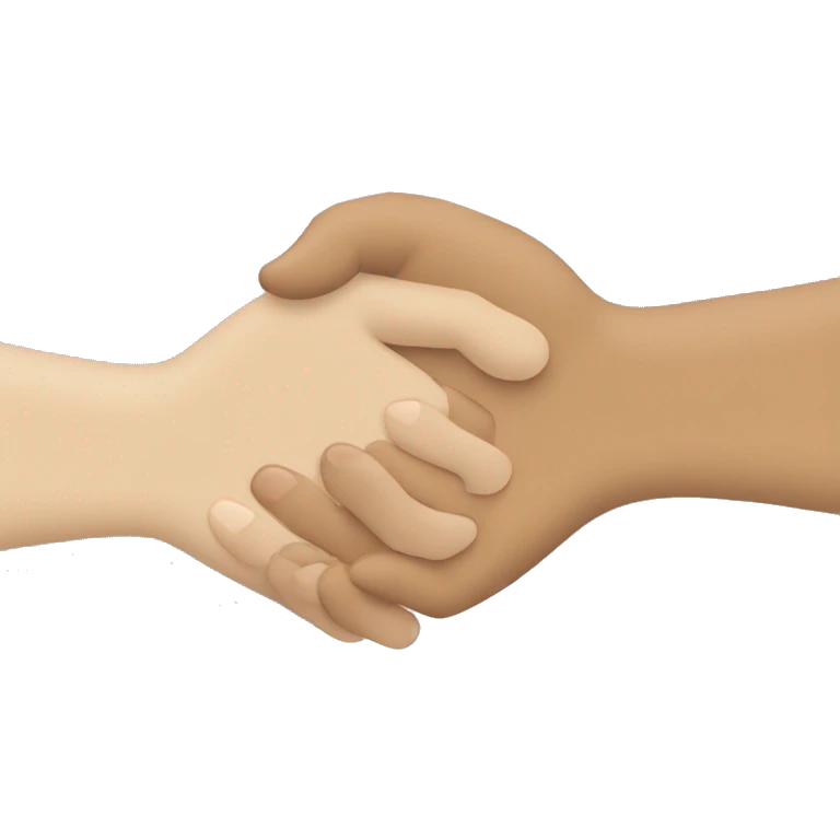 light skin tone hand and medium skin tone hand holding each other with a little heart in the middle. emoji