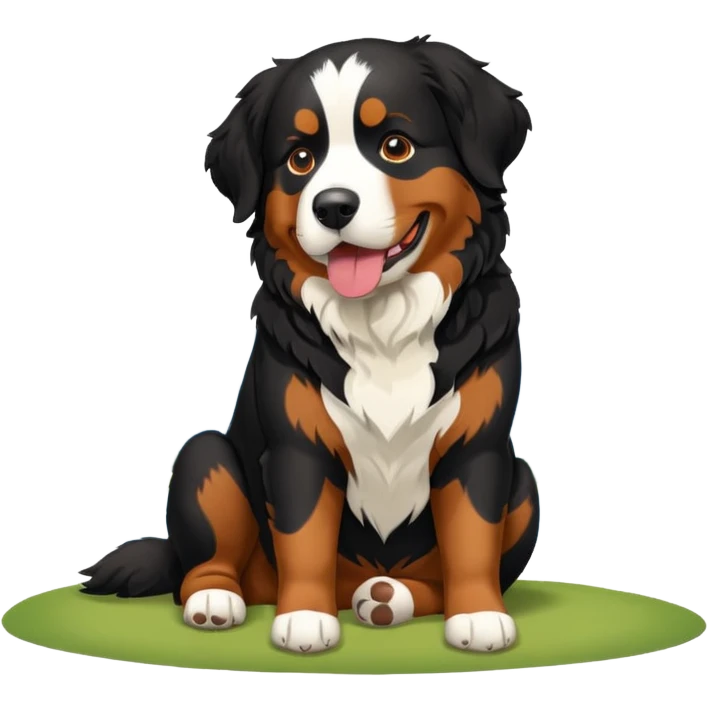 Generate a Bernese Mountain Dog that is just taking care of physiological needs emoji