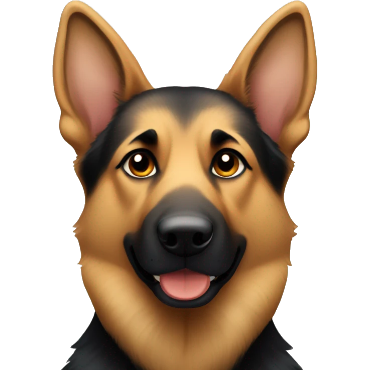 a german shepherd that is mostly black but has tan cheeks and tan eyebrows emoji