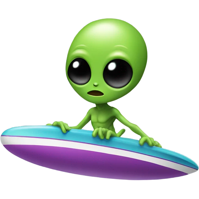 Alien surfing on UFO emoji