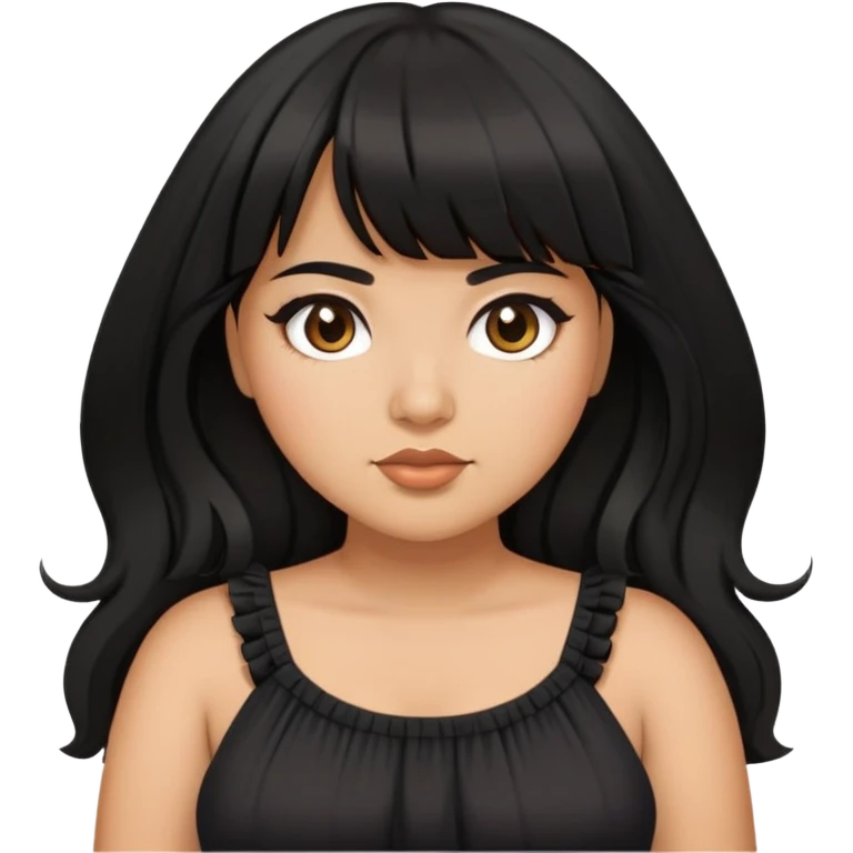 Latina girl with bangs black long hair plus size dress emoji