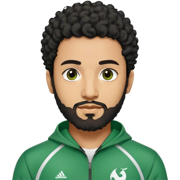Abdul Ali : Age: Late 20s
Appearance: A strong-built South Asian man with curly black hair, a beard, and dark brown eyes.
Outfit: Green player tracksuit  emoji