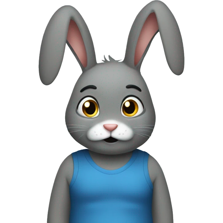 Anxious rabbit in blue bodysuit emoji