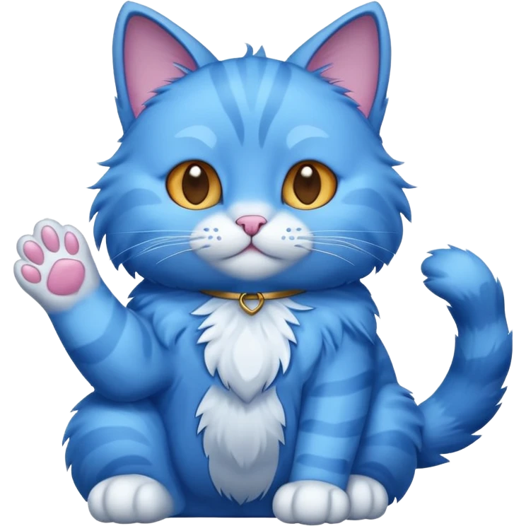 blue cat with raised paw emoji