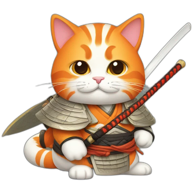 orange cat samurai emoji