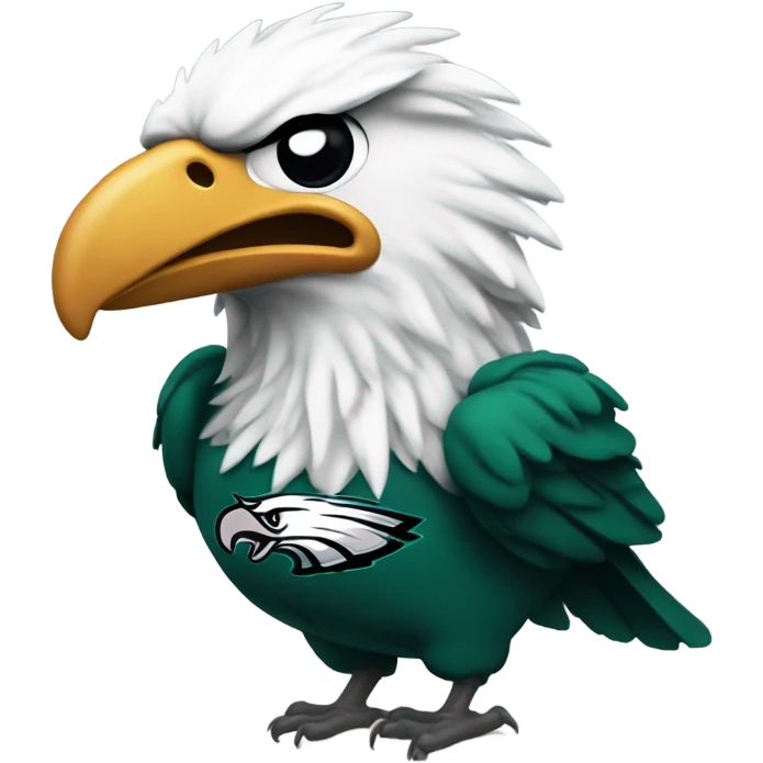 Dirty bird wearing a Philadelphia Eagles jersey with tears running down emoji