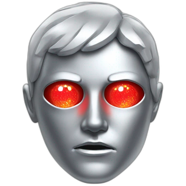 A silver human head with red laser beam coming out of eyes  emoji