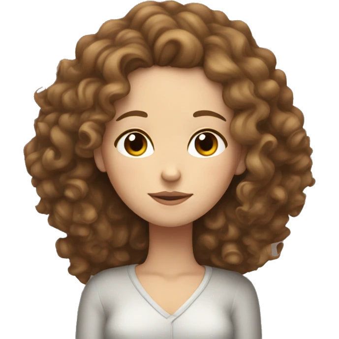 White girl with curly brown hair sleeping  emoji