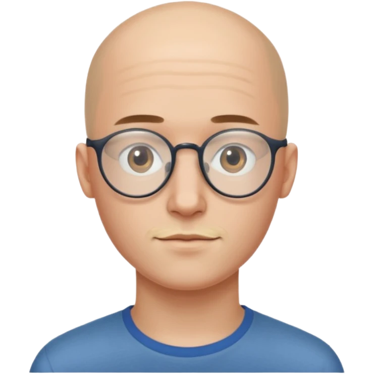 он лысый должен быть очень молодой парень лет 18 , очень тонкие очки, а так же борода нужно прямо еще моложе

 emoji