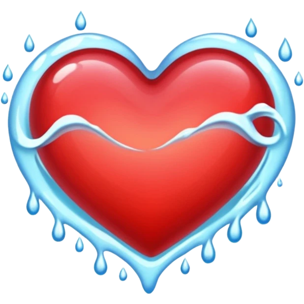 The heart beating in the flowing river emoji