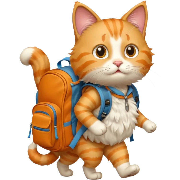 a cat walking with a backpack
 emoji