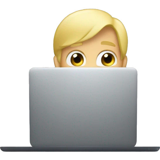 blonde male hiding behind laptop emoji