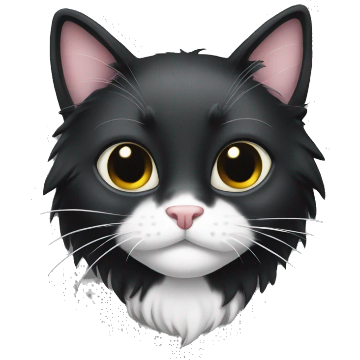 black long hair cat with black and white muzzle emoji