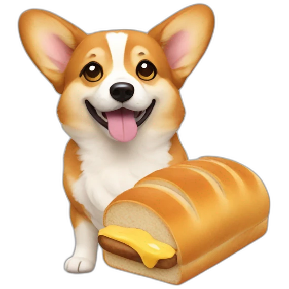 corgi in bread with mustard pokemon emoji