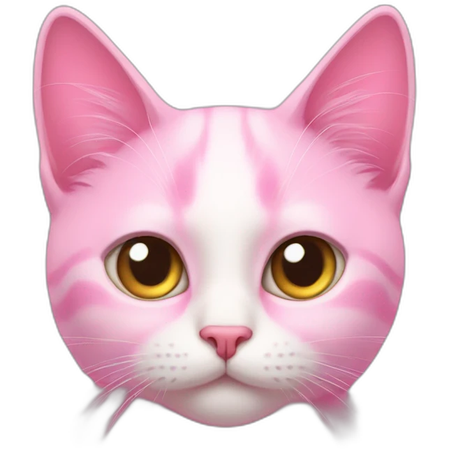 the cat is pink, and there are two hearts in its eyes emoji