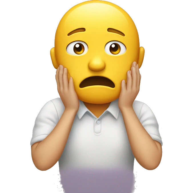 Embarrassed yellow head with two hands on mouth  emoji