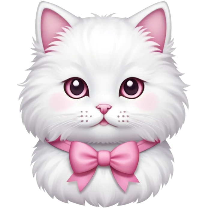 white cat with pink bow emoji