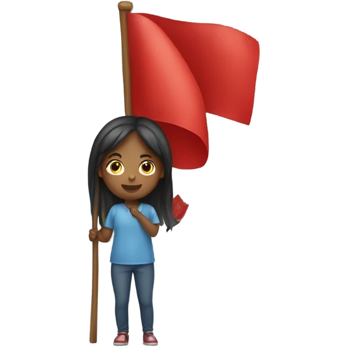 Girl holding red flag emoji
