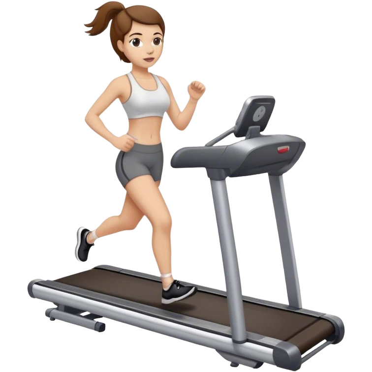 white girl with brown hair on treadmill emoji