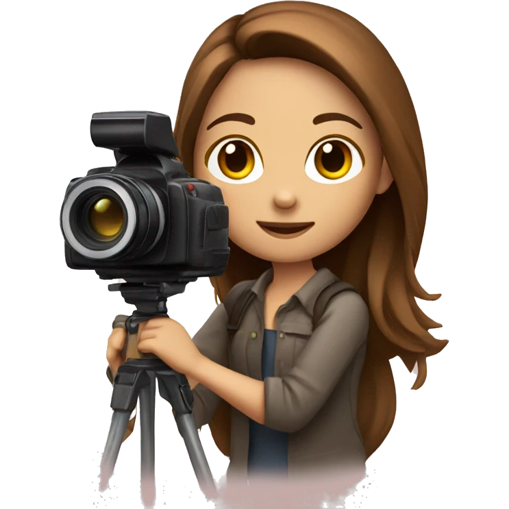 Photographer with camera brown hair girl emoji