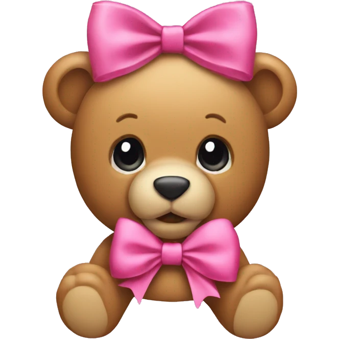 apple emoji teddy bear with pink bow on head emoji