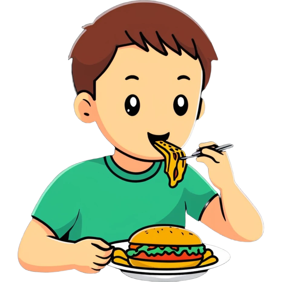 person eating a large amount of food emoji
